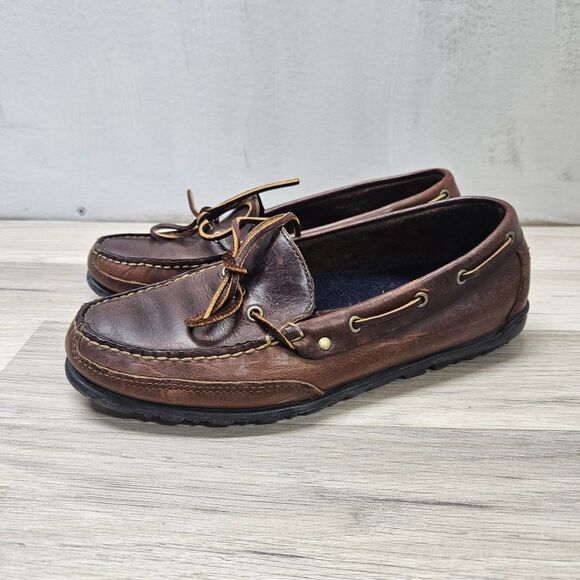 Polo Ralph Lauren Sport Mens Brown Leather Loafer Size 8.5 Preppy Office main image 4